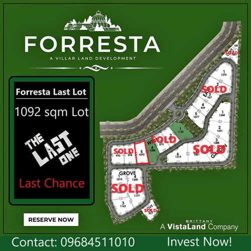 Forresta Lot For Sale - Last Lot 1092 sqm 